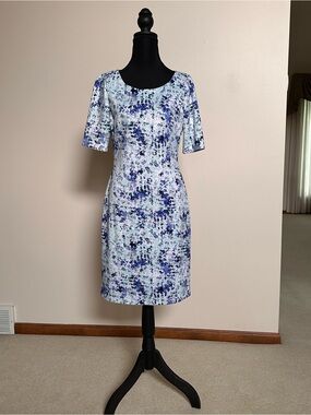 ANTONIO MELANI Blue and White Floral Midi Dress